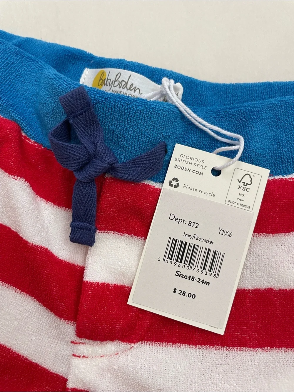 Baby Boden Firecracker Towelling Shorts